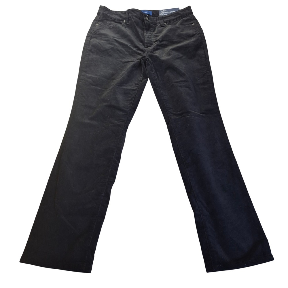 Talbots High-Waist Straight-Leg Corduroy Pants 54272958 Womens 8P Black Petite